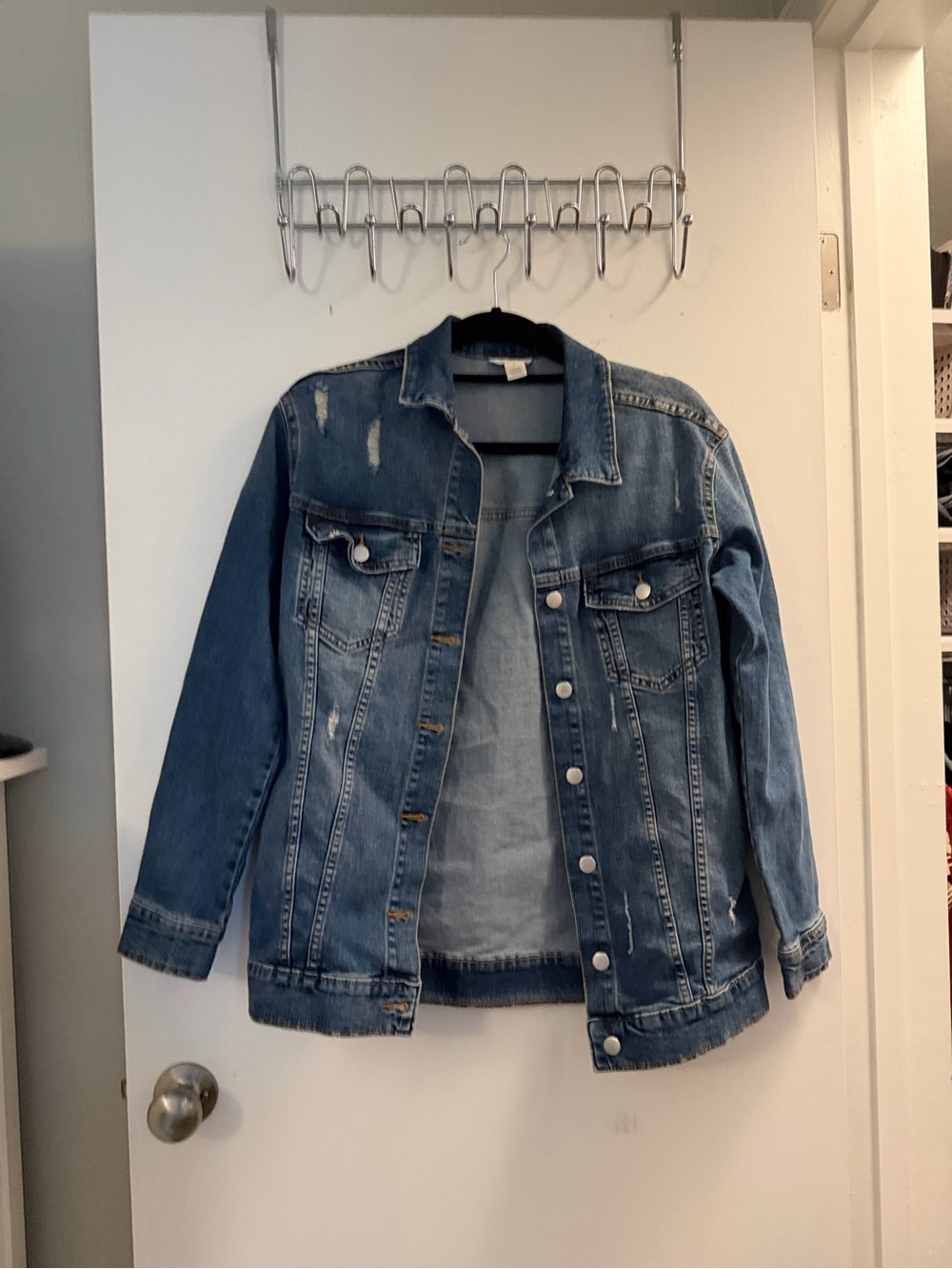 Caslon Blue Distressed Denim Jean Jacket